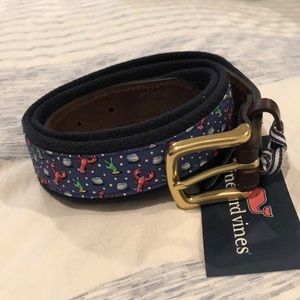 Men’s 36”Vineyard Vines Club Belt Navy Lobster